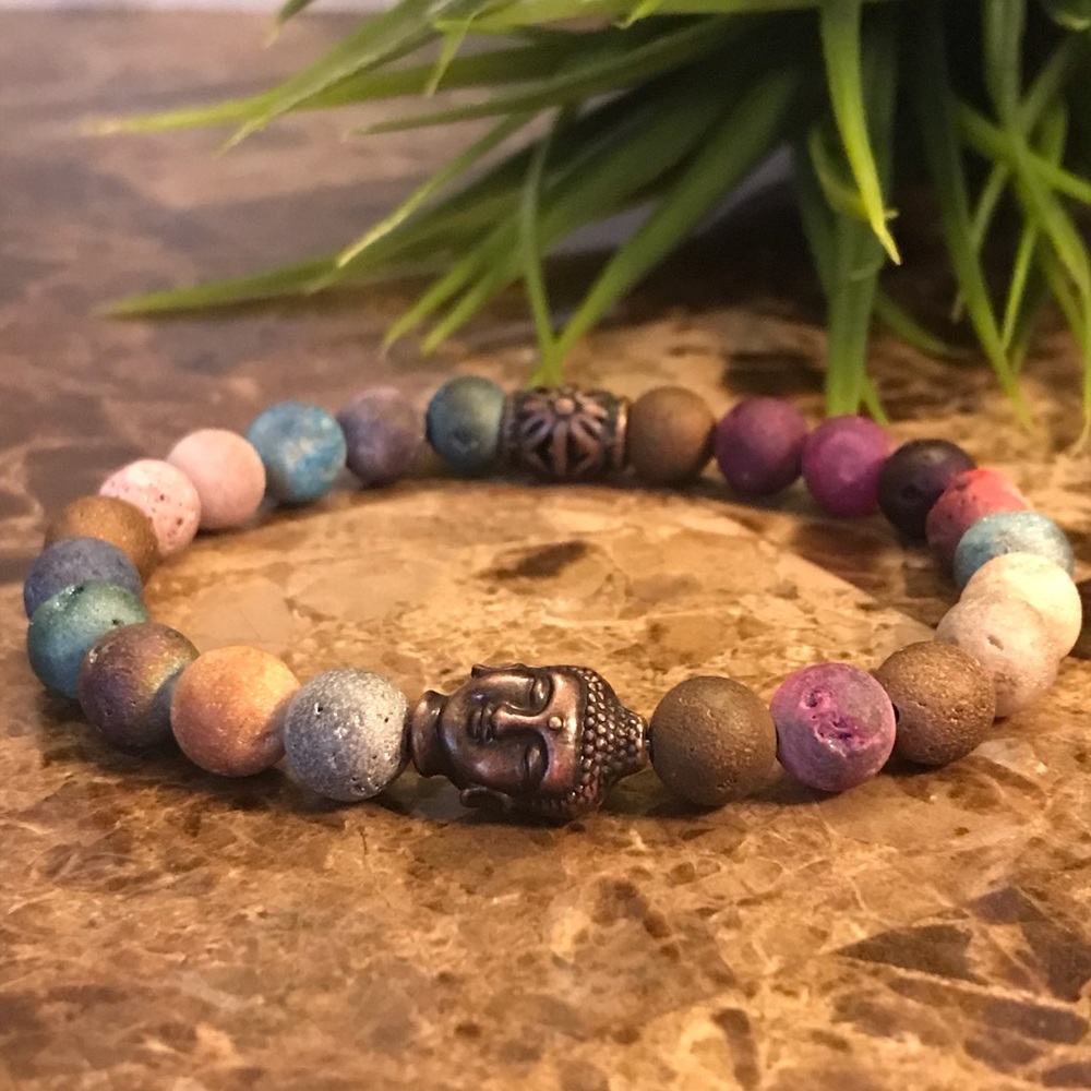 New Men’s Trendy Colorful Natural Stone Beaded Bracelet - Picture 1 of 7